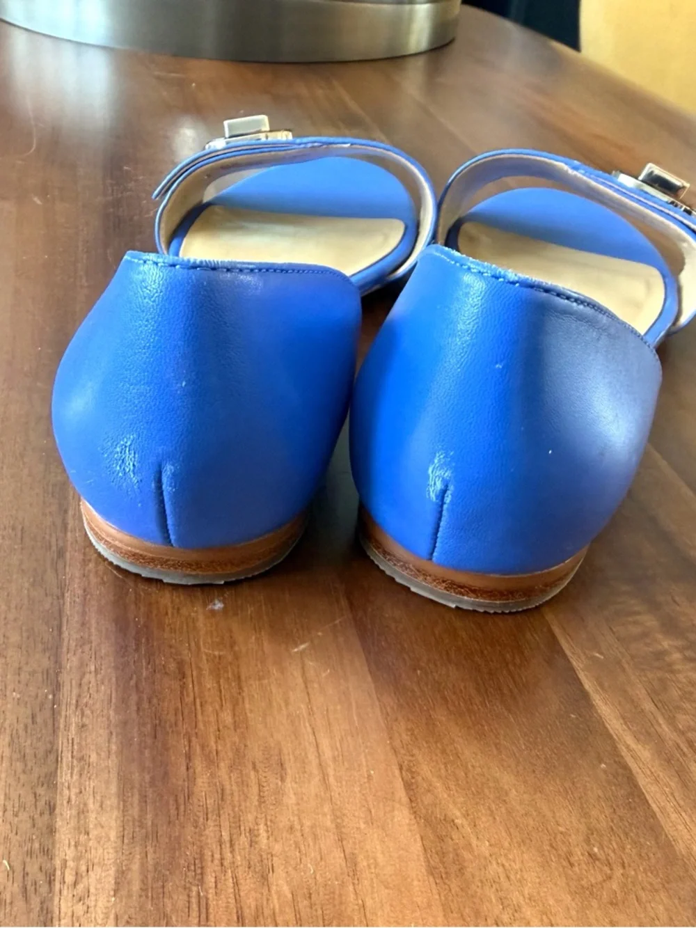 Talbots Bright Blue D'Orsay Flats with Tortoiseshell Accent - Picture 6 of 10